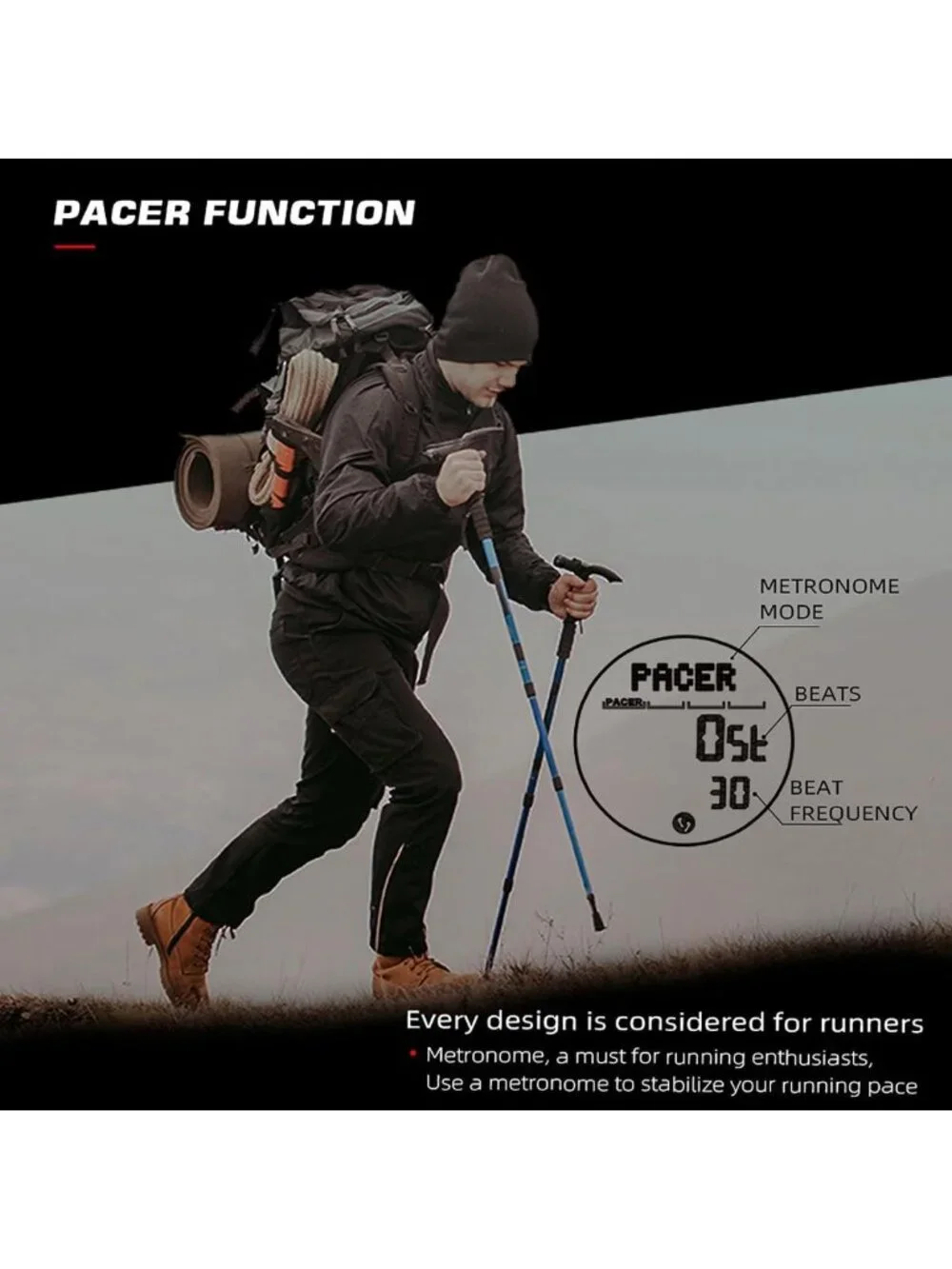 Men's Tactical Military Watch - Waterproof 164FT, Fitness Tracker, Compass